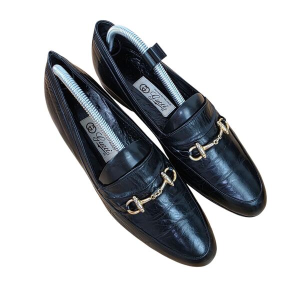 Vintage Gucci Horsebit Loafers Black Men 7-7.5 Leather Dress Shoes Snafflebit main image 6